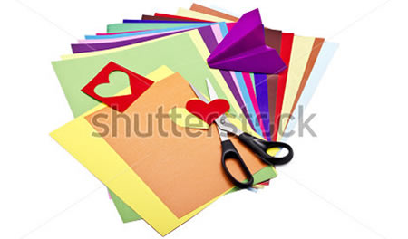 alsorted coloured paper and scissors