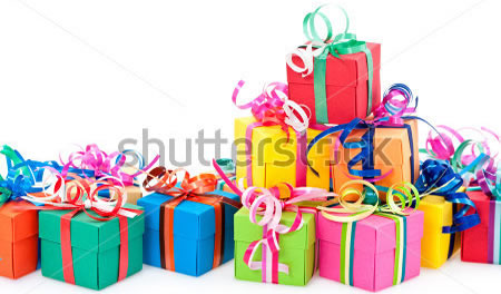 a selection of wrapped gift parcels of different colours