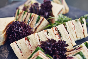 catering sandwiches with garnish