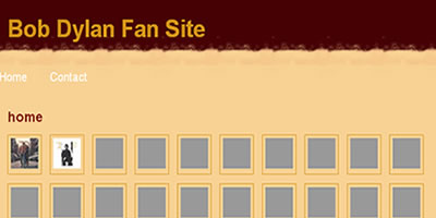 screen shot of Bob Dylan - Fan Site website 