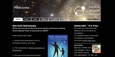 screen shot of Ewewhon Amature Astronomical Association website 