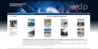screen shot of Web Design Principles website